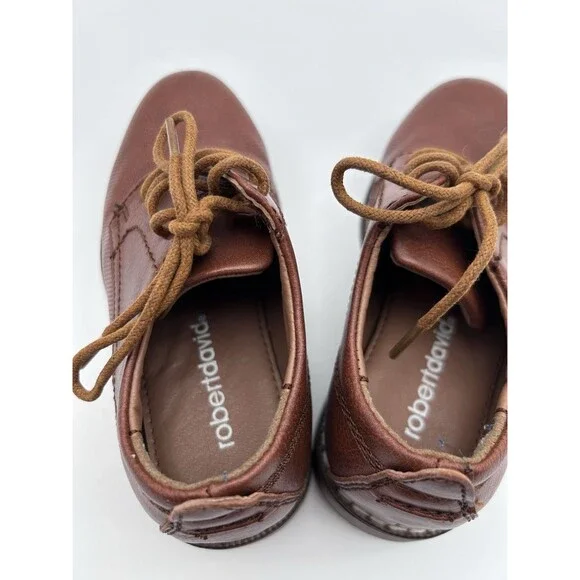 Robert David Boys Lace Up Panama Dress Shoes Brown Size 11 Church Wedding Formal - Picture 6 of 7
